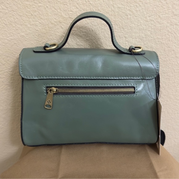 NWOT Women PATRICIA NASH Distressed Carisbrooke Sage Leather crossbody satchel.